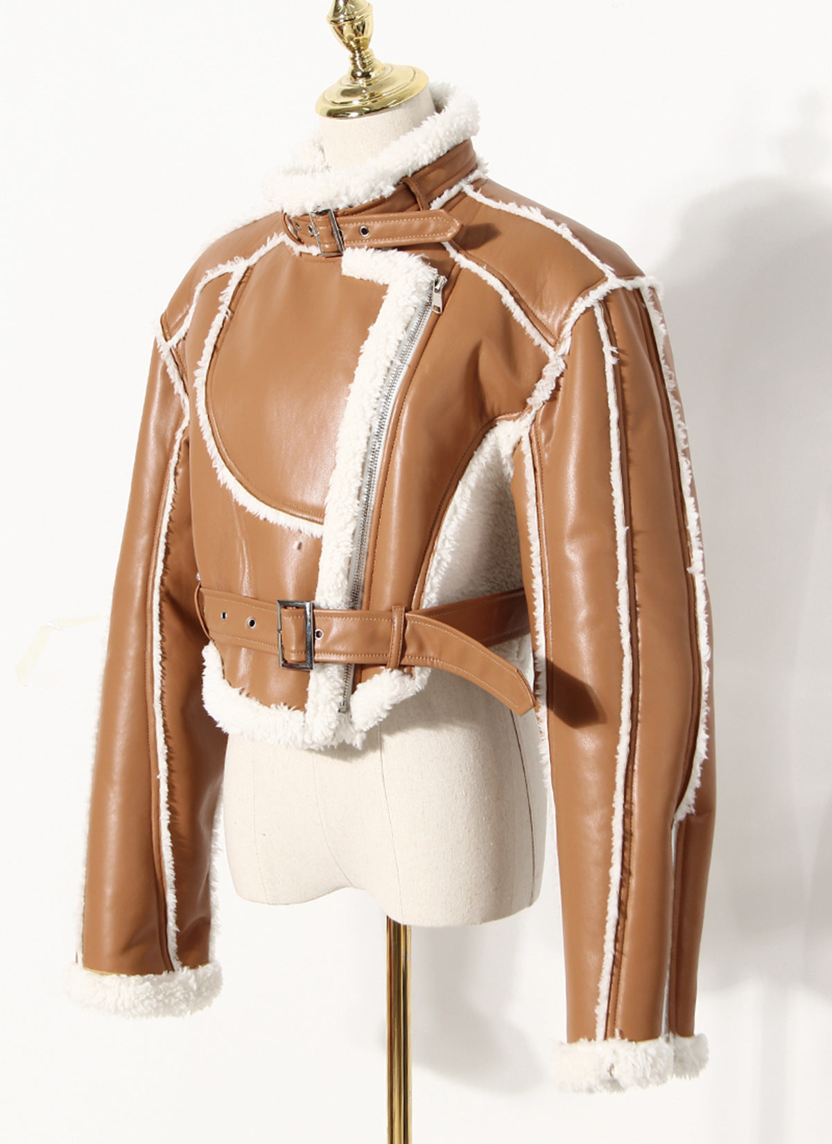 Geacă moto slim fit din fibră sintetică