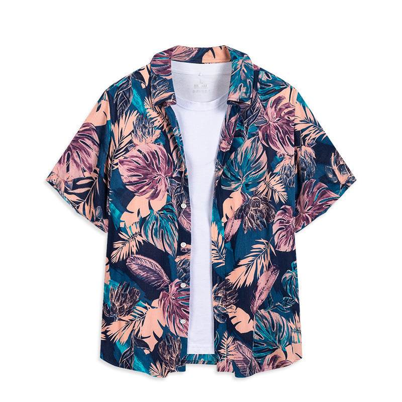 Hawaiian Trendy Ins Short-sleeved Florable Shirt Sunscreen Blouse Men's Summer Trendy Loose Beach Jacket For Seaside Vacation - AM Vision RO