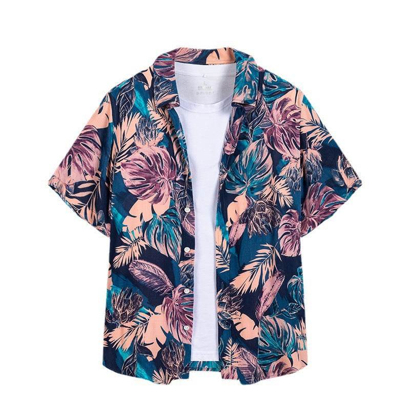 Hawaiian Trendy Ins Short-sleeved Florable Shirt Sunscreen Blouse Men's Summer Trendy Loose Beach Jacket For Seaside Vacation - AM Vision RO