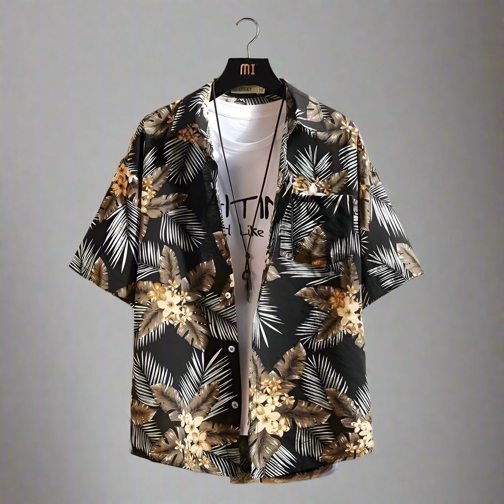 Hawaiian Trendy Ins Short-sleeved Florable Shirt Sunscreen Blouse Men's Summer Trendy Loose Beach Jacket For Seaside Vacation - AM Vision RO
