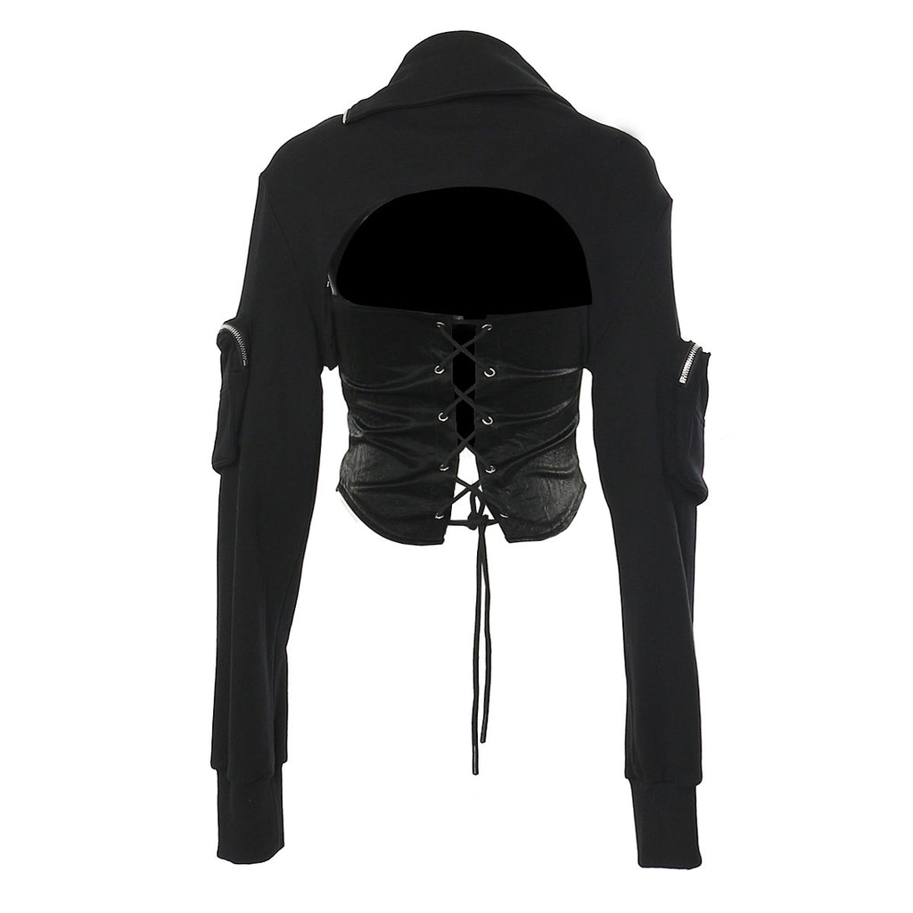 Hanorac cu fermoare și corset