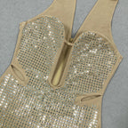 Luxe Spark Halter Rhinestone Evening Dress