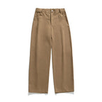 Pure Cotton Retro Casual Pants in Tan Color with a Comfortable Fit and Stylish Design