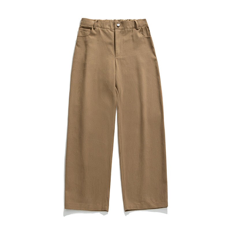 Pure Cotton Retro Casual Pants in Tan Color with a Comfortable Fit and Stylish Design