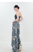 Retro Ripped Wide Leg Jeans