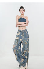 Retro Ripped Wide Leg Jeans