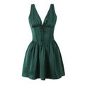 Emerald Satin Corset Mini Dress