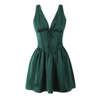Emerald Satin Corset Mini Dress