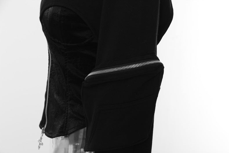 Hanorac cu fermoare și corset