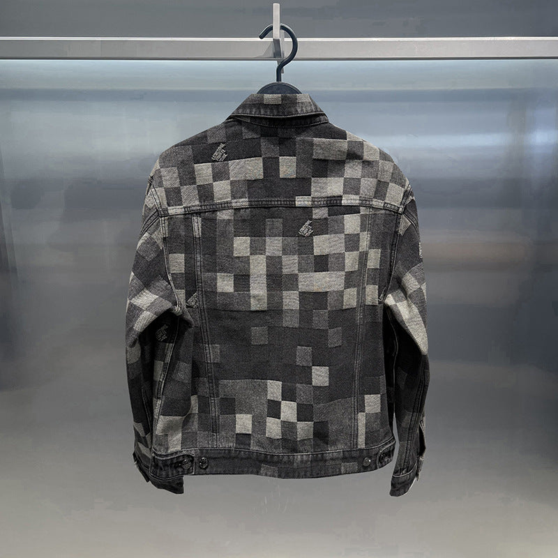 Jachetă Plaid Jacquard din Denim