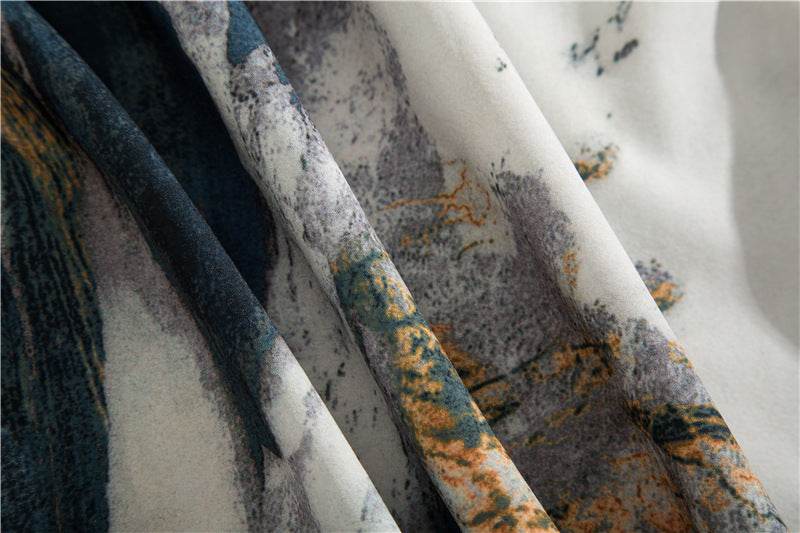 Cămăsi tie-dye diferite modele stil retro din material moale cu imprimeu marmorat și pliuri