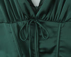 Emerald Satin Corset Mini Dress