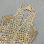 Luxe Spark Halter Rhinestone Evening Dress