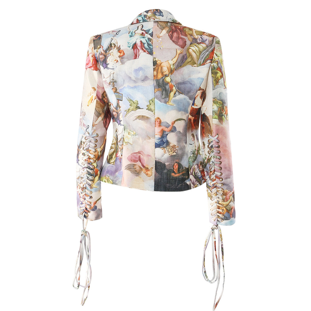Jachetă cu print slim-fit