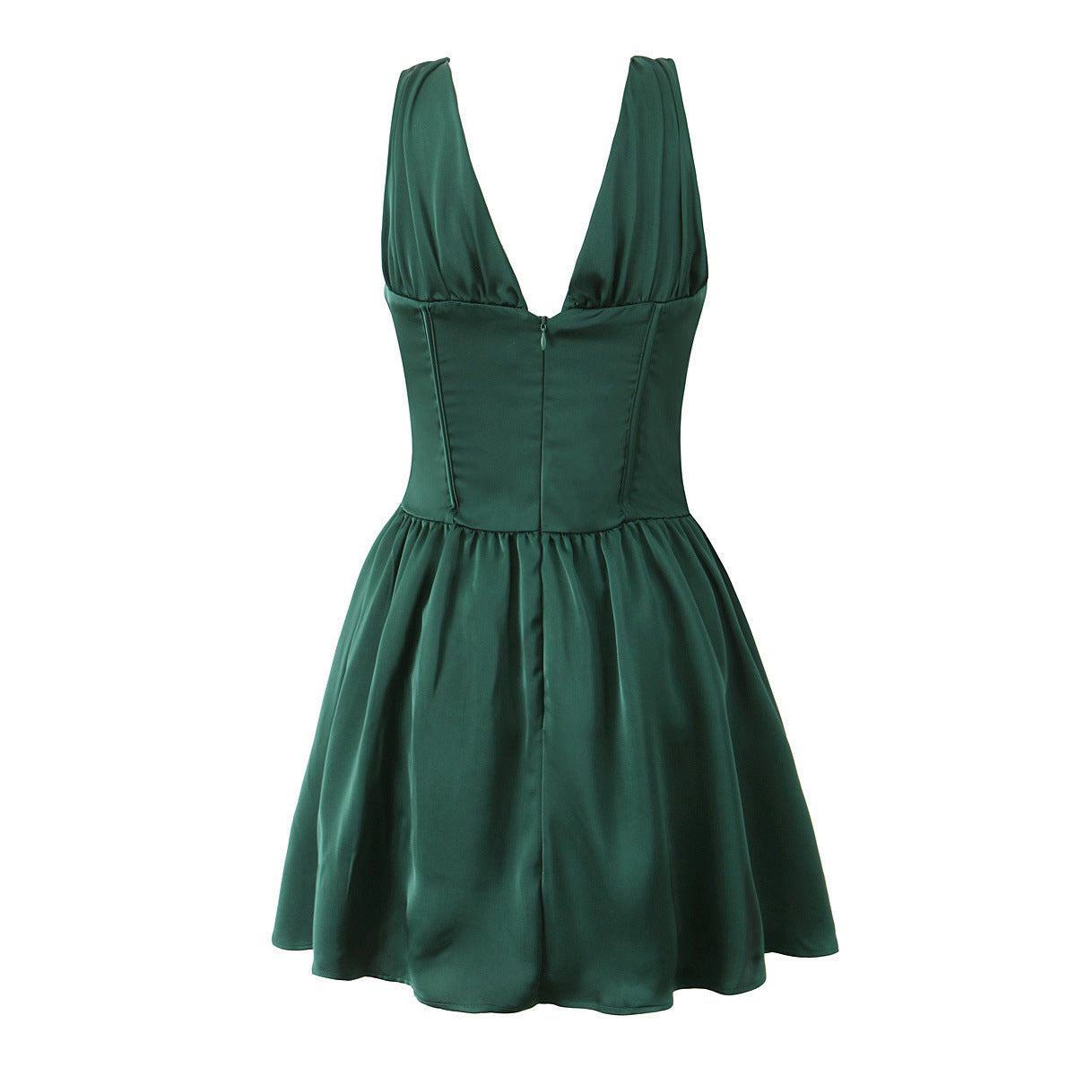 Emerald Satin Corset Mini Dress