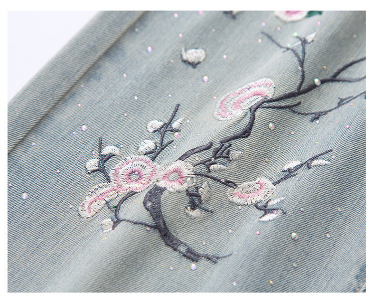Spring Embroidered Wide Leg Jeans
