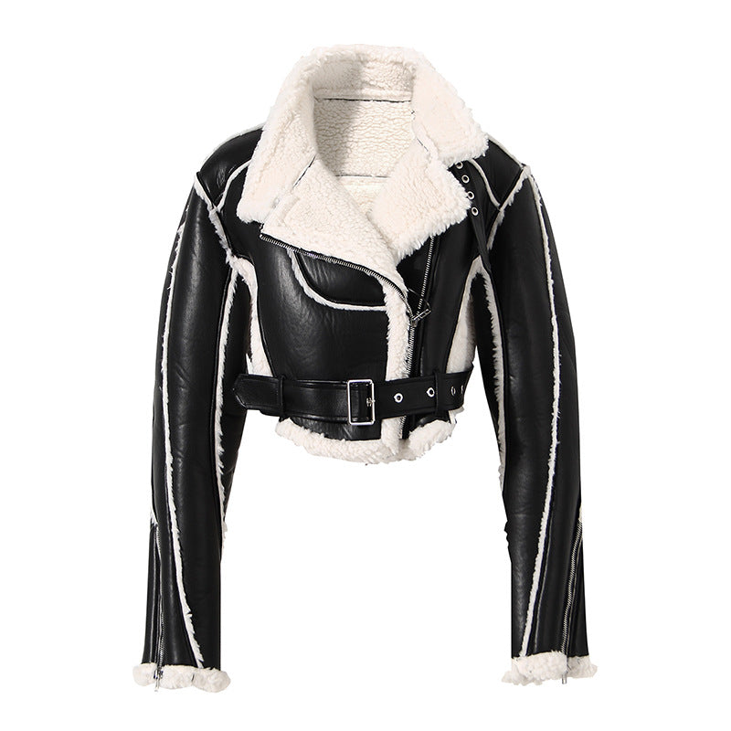 Geacă moto slim fit din fibră sintetică
