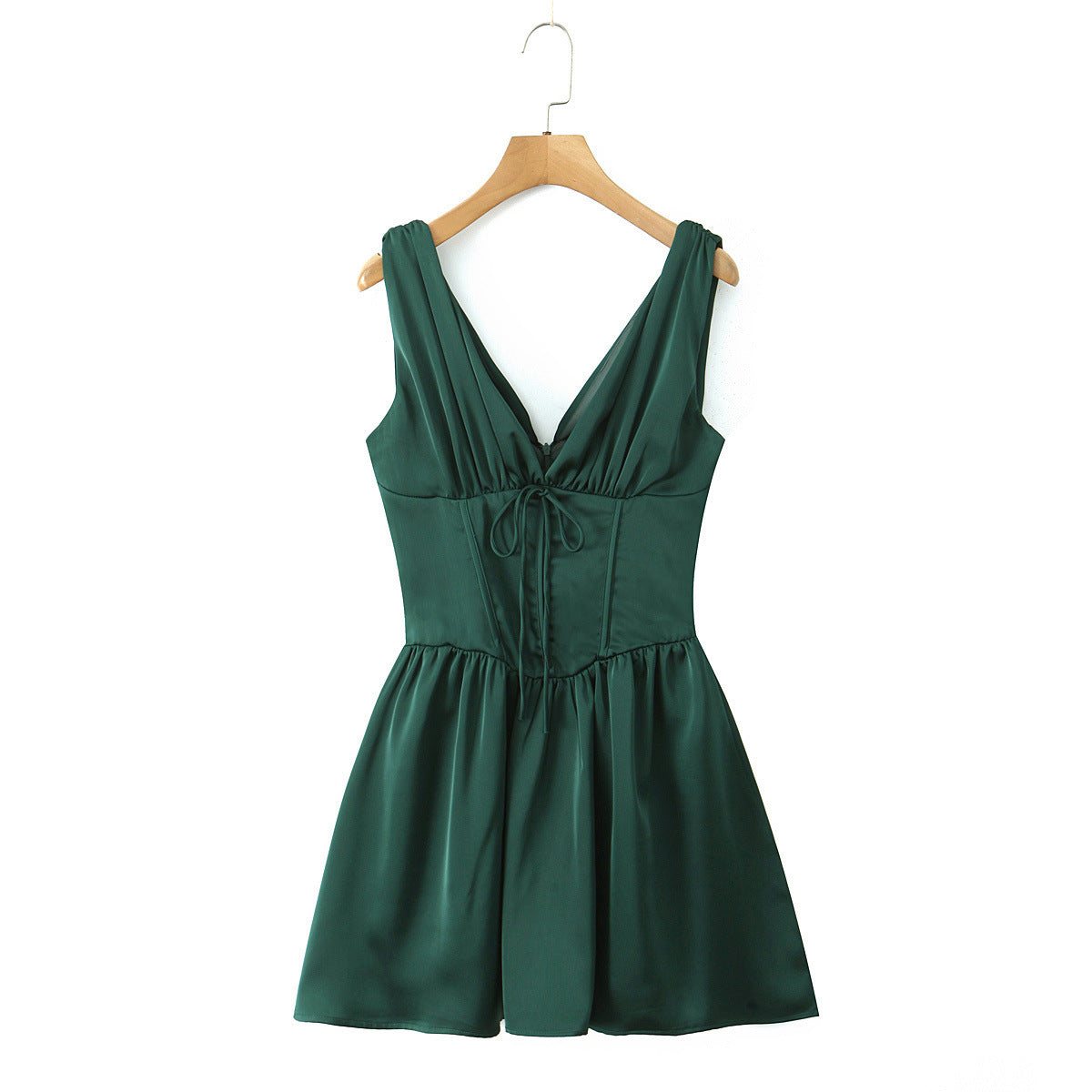 Emerald Satin Corset Mini Dress