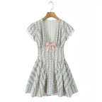 Romantic Bow Lace Mini Dress