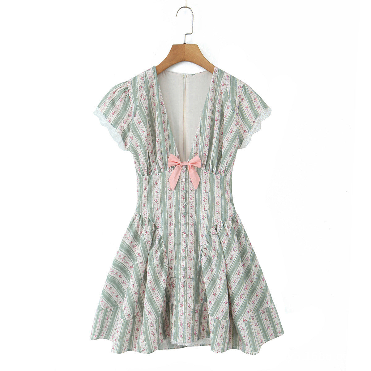 Romantic Bow Lace Mini Dress