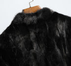 Aveline Noir Mink Coat featuring luxurious black fur with a plush collar detail