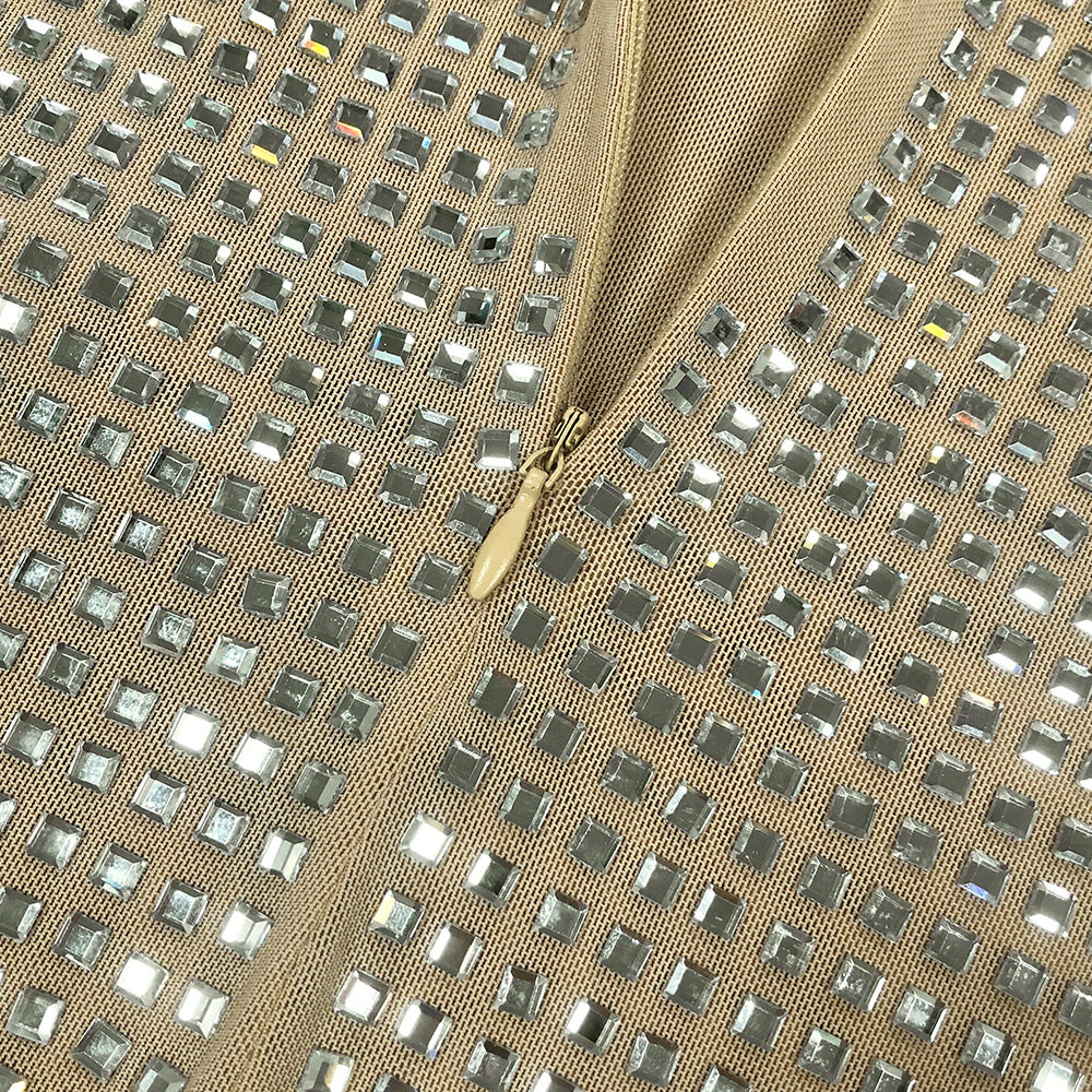 Luxe Spark Halter Rhinestone Evening Dress