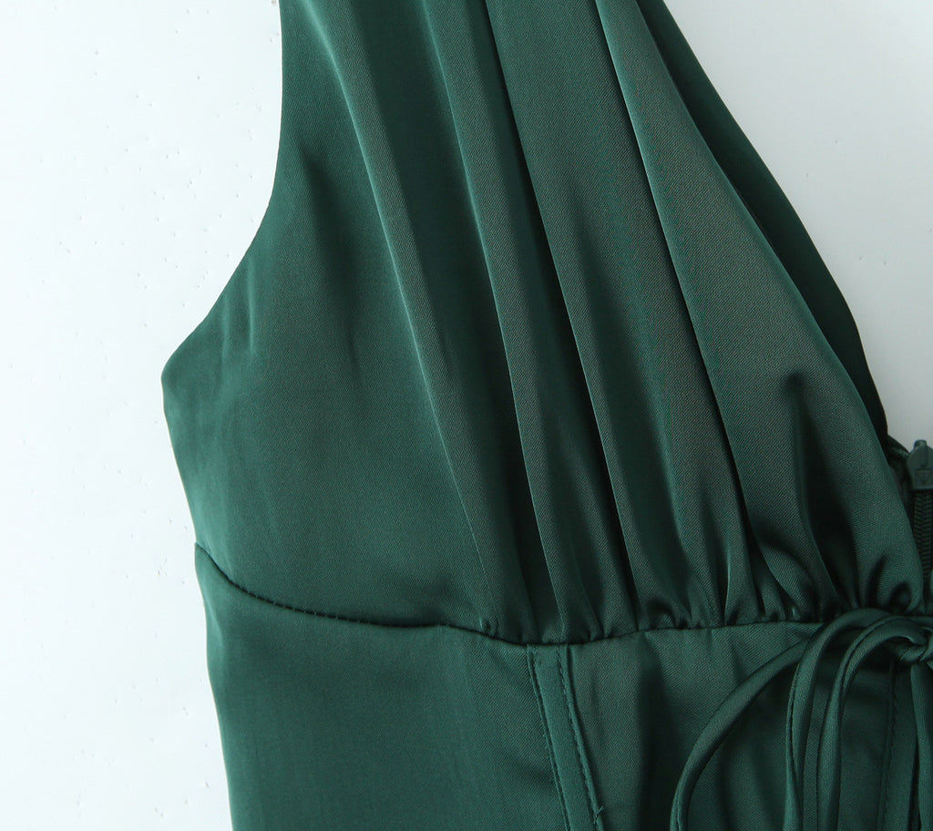 Emerald Satin Corset Mini Dress