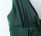 Emerald Satin Corset Mini Dress