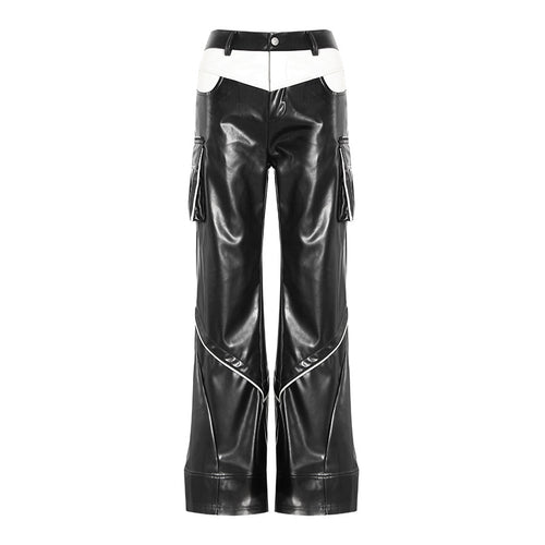 2024 Deconstructionist Niche Design Trousers with Contrast Stitching - Three-Dimensional Split Casual Leather Pants