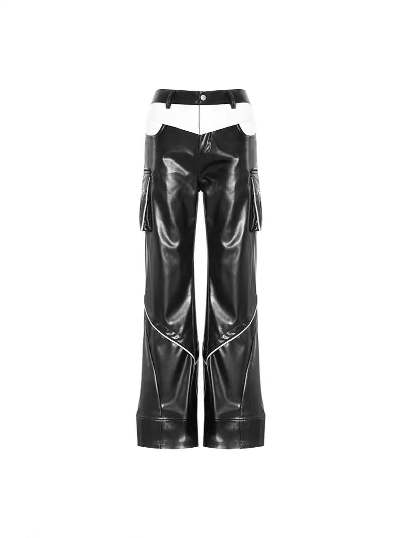 2024 Deconstructionist Niche Design Trousers with Contrast Stitching - Three-Dimensional Split Casual Leather Pants