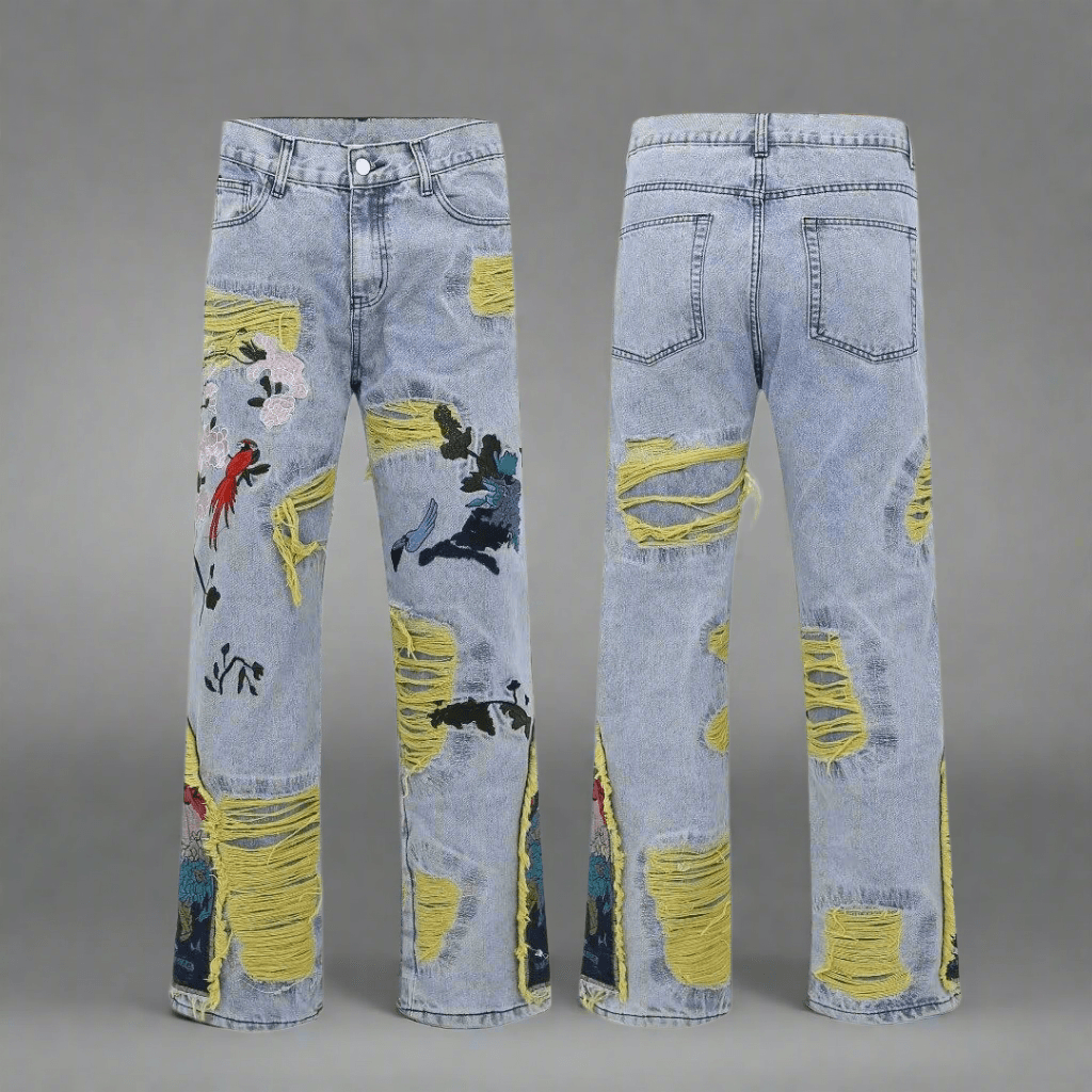 Blugi Straight Fit cu Design Artistic - AM Vision RO