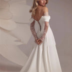Ethereal One Shoulder Lace Trail Wedding Gown