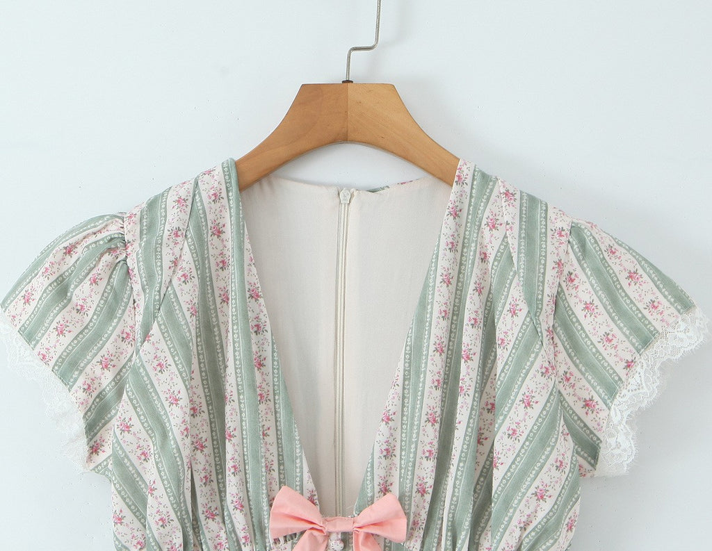 Romantic Bow Lace Mini Dress