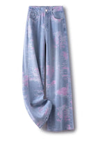 AM Vision RO Soft Pink Stitch Jeans in Relaxed Fit with Unique Paint Splatter Design