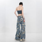 Retro Ripped Wide Leg Jeans