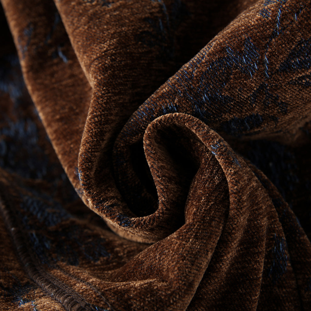 Close-up of Retro Jacquard Wide Leg Denim Pants showcasing the textured fabric and intricate pattern