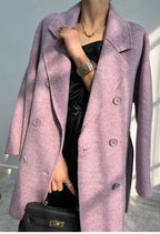 Adele Double Wool Coat in light purple with a stylish double-breasted design and button details