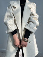 Adele Double Wool Coat in Cream with Oversized Sleeves for Stylish Winter Wear