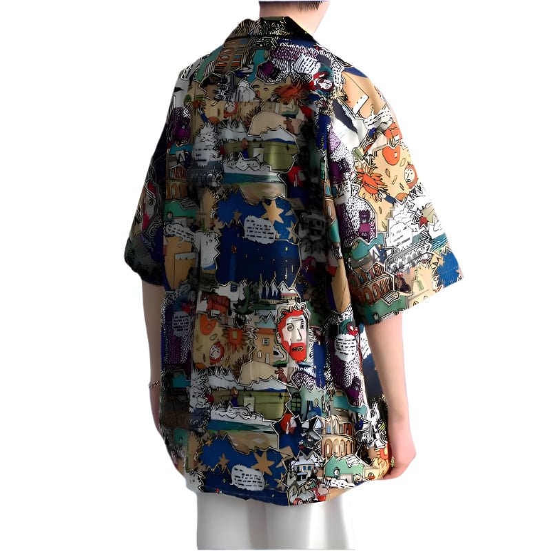 Colorful Animated Print Shirt featuring a vibrant comic-style design on a relaxed fit
