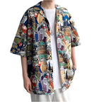Stylish Animated Print Shirt featuring colorful comic-style illustrations for a trendy look