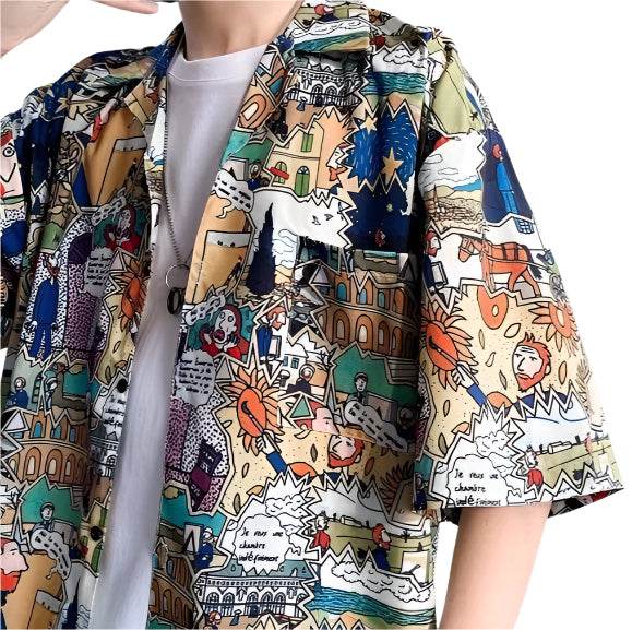 Colorful Animated Print Shirt featuring vibrant graphics and a relaxed fit