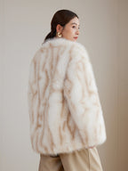 Elegant Apricot Eco Mink Coat with a luxurious texture and soft fur design
