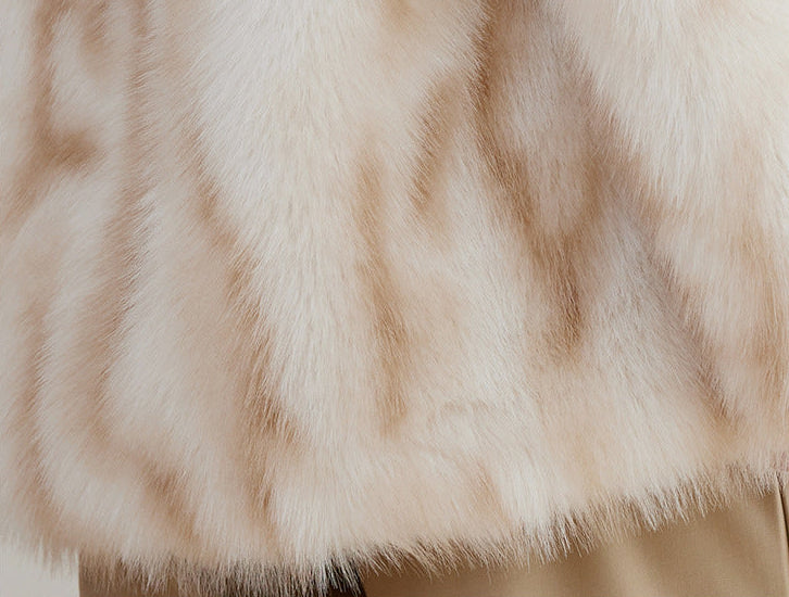 Close-up of a soft Apricot Eco Mink Coat showcasing its luxurious texture and color