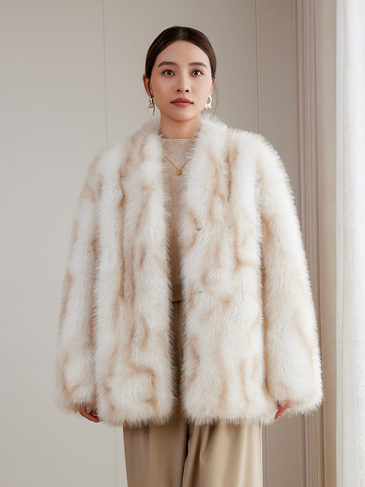Apricot Eco Mink Coat with a soft and luxurious fur design for elegant winter wear