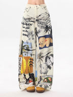 AM Vision RO Apricot Puppy Street Jeans in wide leg style with unique design and vibrant graphics