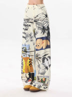 AM Vision RO Apricot Puppy Street Jeans with artistic prints and wide-leg design for a trendy look