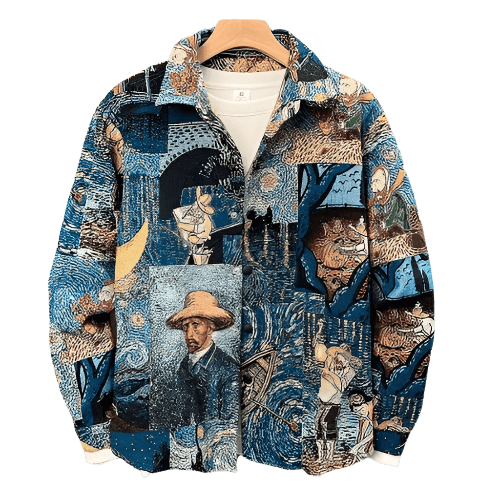 Artistic Jacket with Van Gogh Paintings featuring a vibrant design inspired by famous artworks
