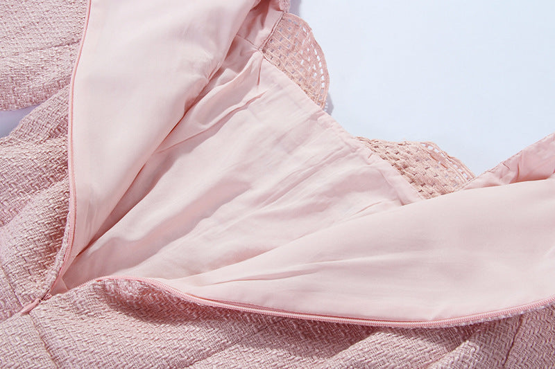 Nude Pink Atelier A-Line Dress interior showcasing soft fabric and elegant detailing