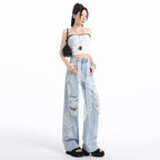 AM Vision RO High Waist Pants with Lace and Rips for a trendy and stylish look
