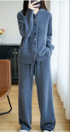 Auriell Wool Hooded Cardigan in Gray with Button Closure and Comfortable Fit for Cozy Wear